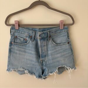 Levi's Light Blue Distressed Denim Cutoff Shorts